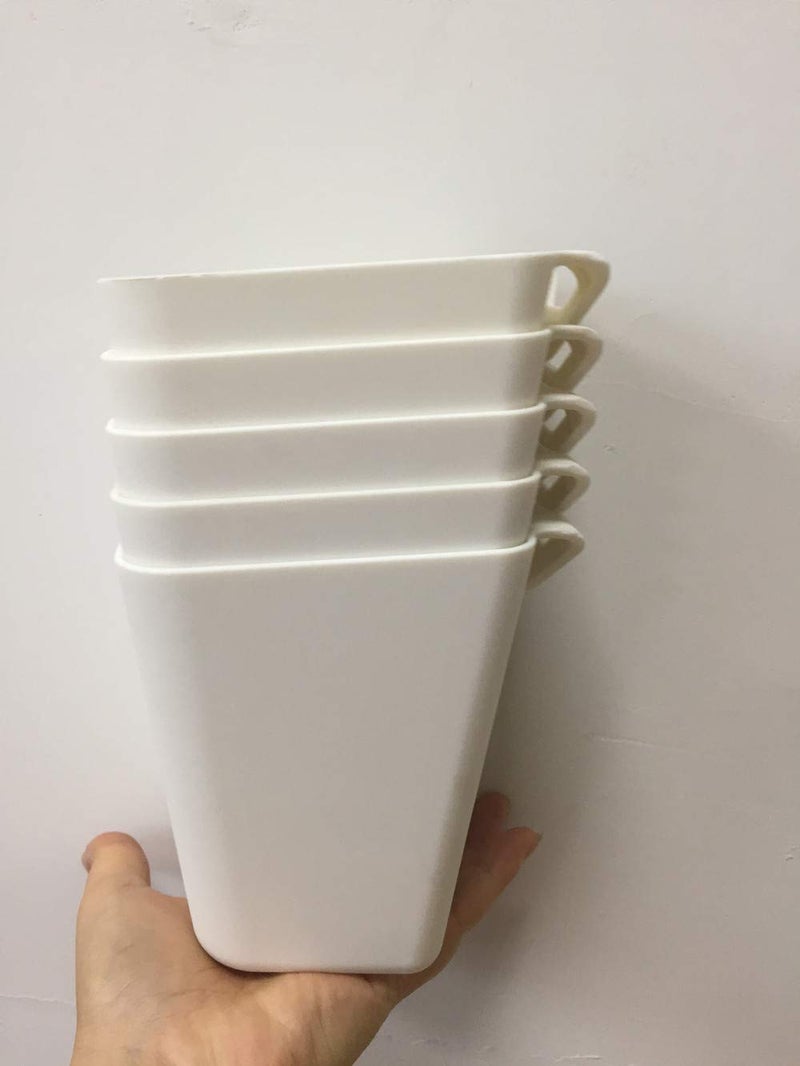 DODXIAOBEUL 5pcs Hanging Cup Holder,Rolling Cart Accessories Utility cart Accessories Hanging Bins,Hanging Flower Pots,Space Saver,Storage Bucket Desktop Container,Make Up Pencil Holder White - Image 3